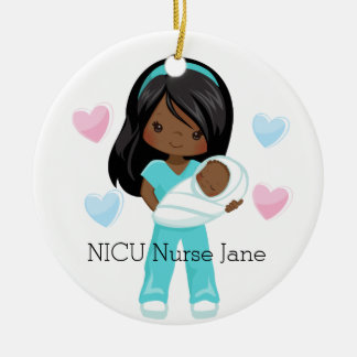 Personalised NICU Nurse Holding Baby Christmas Ceramic Ornament