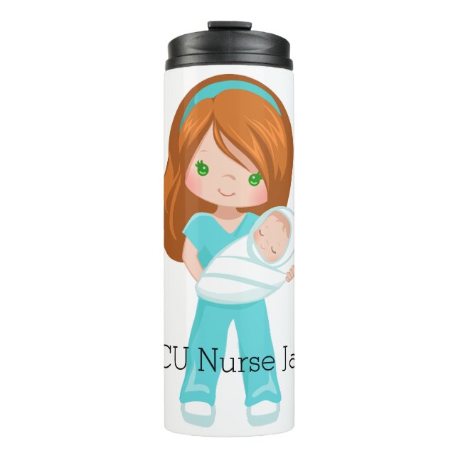 Personalised NICU Nurse Holding Baby Christmas Thermal Tumbler (Front)