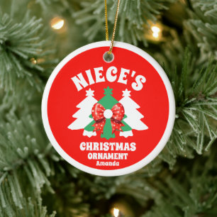 Personalised Niece's Photo Christmas Tree Ceramic Ornament