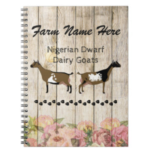 Personalised Nigerian Dwarf Dairy Goat Farm Notebook