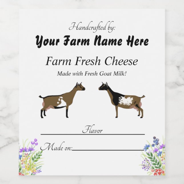 Personalised Nigerian Dwarf Goat Cheese Label (Single Label)
