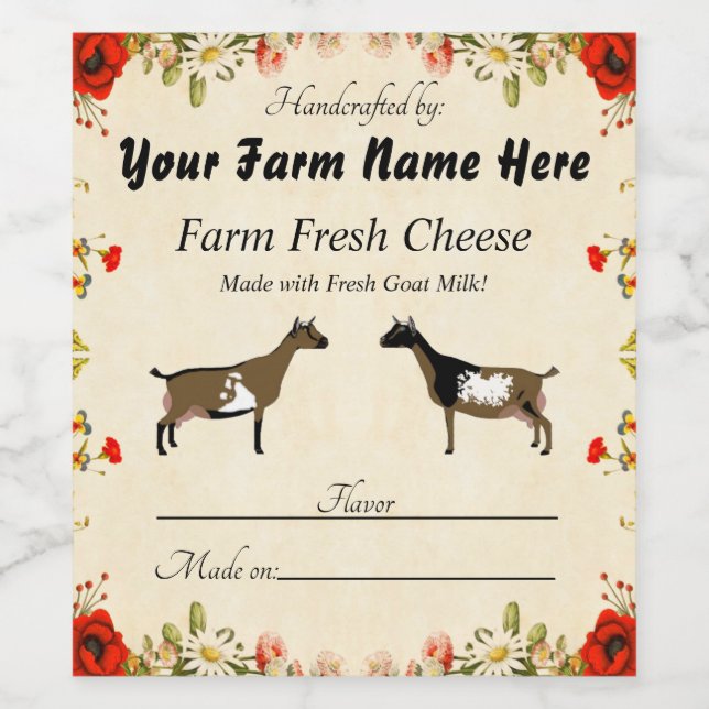 Personalised Nigerian Dwarf Goat Cheese Label (Single Label)