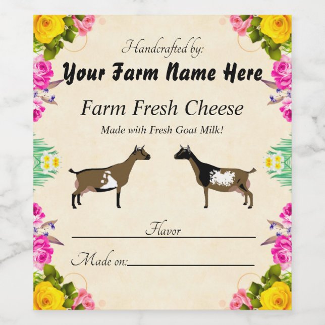 Personalised Nigerian Dwarf Goat Cheese Label (Single Label)