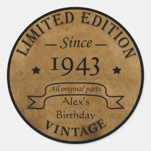 Personalised ninety vintage 90th birthday party classic round sticker