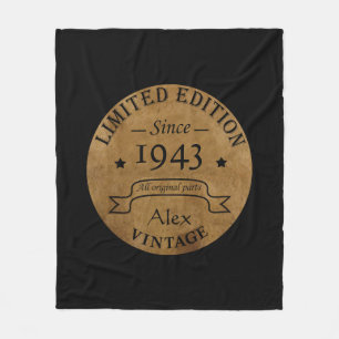 Personalised ninety vintage 90th birthday party fleece blanket