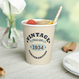 Personalised ninety vintage 90th birthday party paper cups