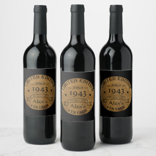 Personalised ninety vintage 90th birthday party wine label