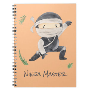 Personalised Ninja Watercolor for Kids - Orange BG Notebook