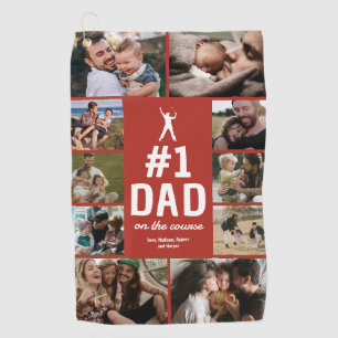 Personalised No.1 Dad Golf Towel with Photos