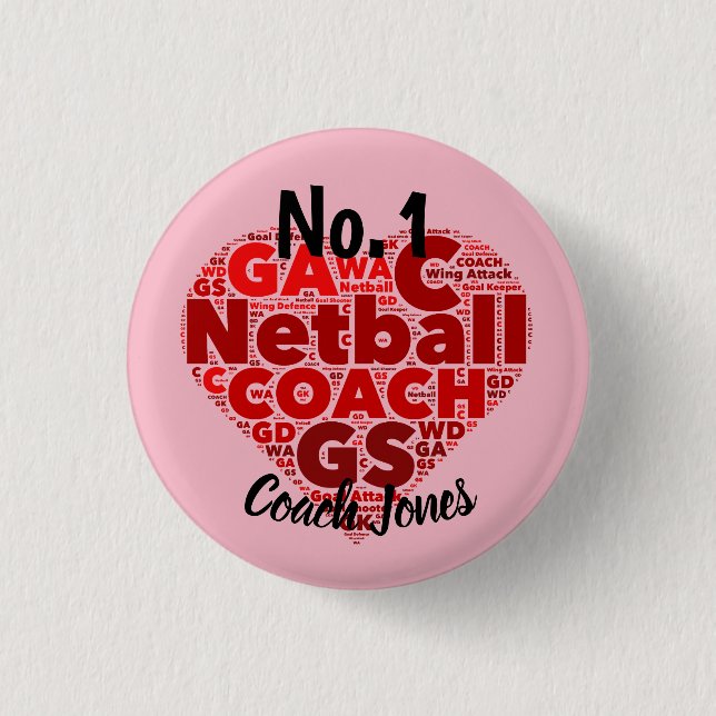 Personalised No.1 Netball Coach Badge (Front)