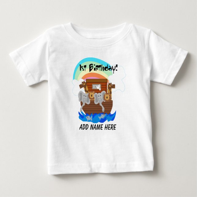 Personalised Noah's Ark 1st Birthday Tshirt (Front)
