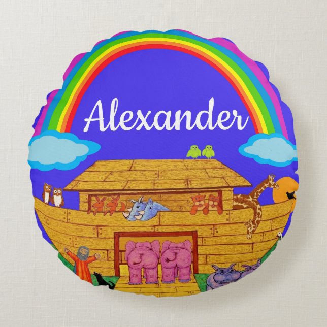 Personalised Noah's Ark Nursery/ kids pillow (Front)