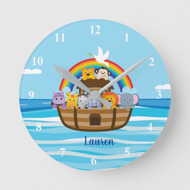 Personalised Noah's Ark Nursery Wall Clock (Front)