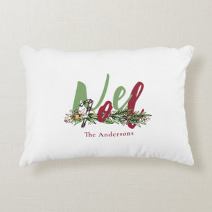Personalised Noel Red & Green Christmas Decorative Cushion