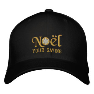 Personalised Noel Snowflake Golden Embroidered Hat
