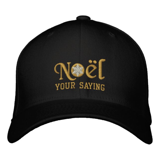 Personalised Noel Snowflake Golden Embroidered Hat (Front)