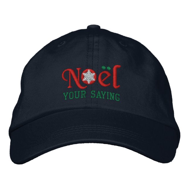 Personalised Noel Snowflake Lovers Red Embroidered Hat (Front)