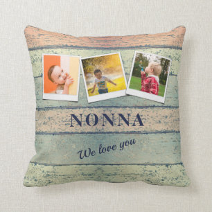 Personalised Nonna Grandchildren 3 Photo Collage Cushion