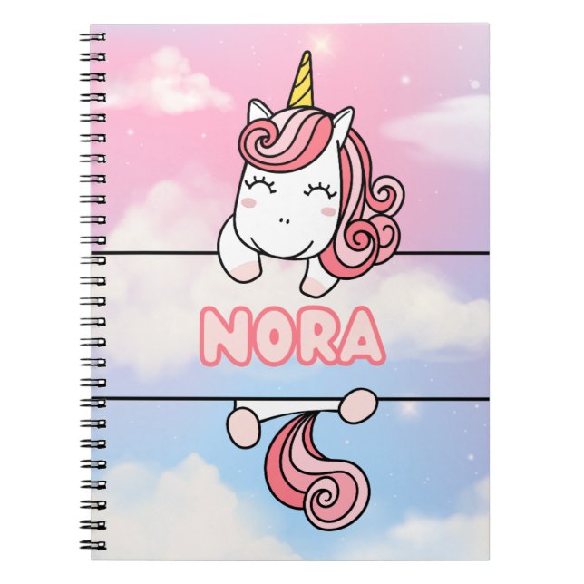 Personalised Nora Unicorn Girlie Notebook (Front)