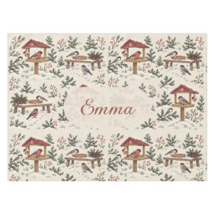 Personalised Nordic Christmas Bird Feeder Scene Tablecloth