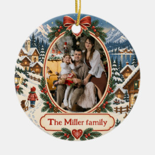 Personalised Nordic Christmas Family Photo Ceramic Ornament