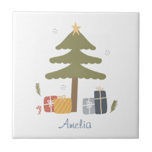 Personalised Nordic Christmas Tree Holiday Ceramic Tile