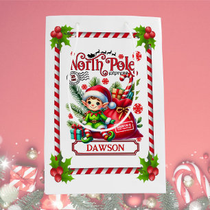 Personalised North Pole Express Elf Medium Gift Bag
