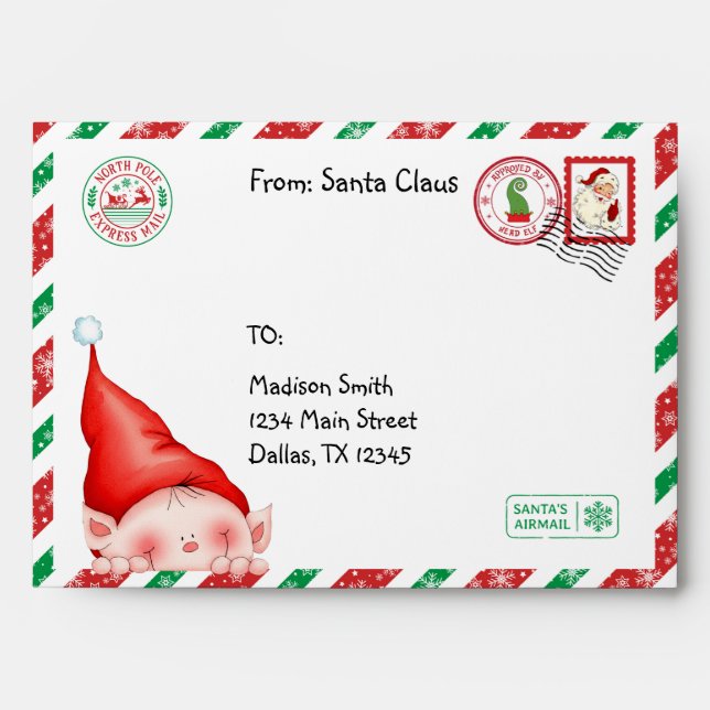 Personalised North Pole Santa Mail Envelope (Front)