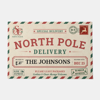 Personalised North Pole Special Delivery Christmas Doormat