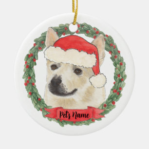 Personalised Norwegian Buhund Dog Christmas Ceramic Ornament
