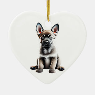 Personalised Norwegian Elkhound Puppy Ceramic Ornament