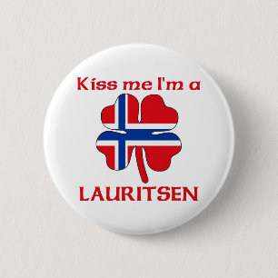 Personalised Norwegian Kiss Me I'm Lauritsen 6 Cm Round Badge