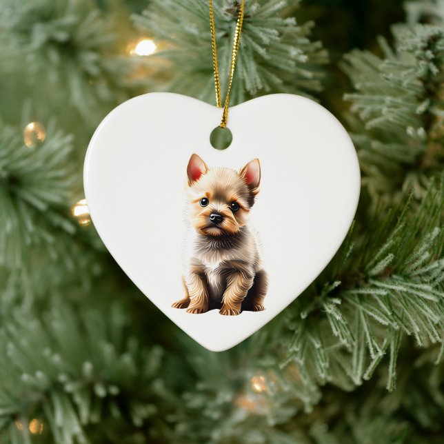 Personalised Norwich Terrier Puppy Ceramic Ornament (Tree)