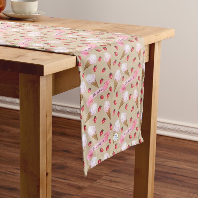 Personalised Nostalgic Ice Cream Parlour Hand-Draw Long Table Runner (In Situ)