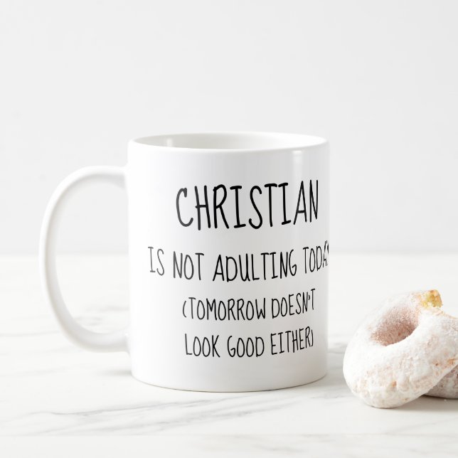 Personalised Not Adulting Today Humour Coffee Mug (With Donut)