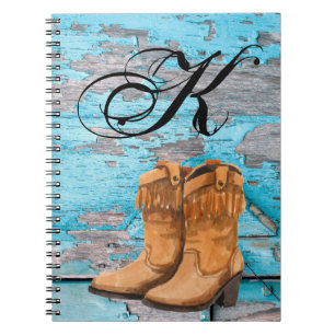 Personalised Note Book Blue Wood Barn Door Boots C