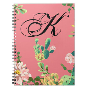 Personalised Note Book Bohemian Cactus Succulents