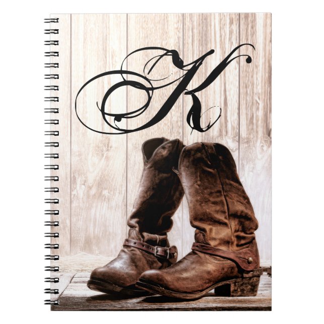 Personalised Note Book Boots Country Rustic Wester (Front)