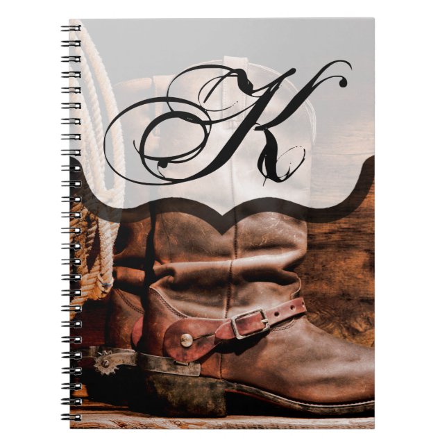 Personalised Note Book Cowboy Boots Barn Wood Rust (Front)