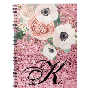 Personalised Note Book Geometric Garden Rose Glitt