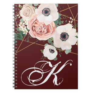 Personalised Note Book Geometric Garden Rose Wine