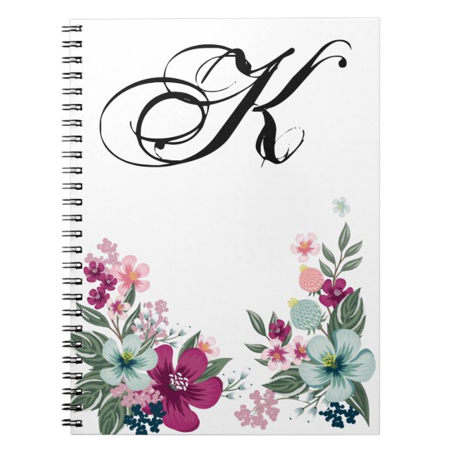 Personalised Note Book Tropical Flower on White (Front)
