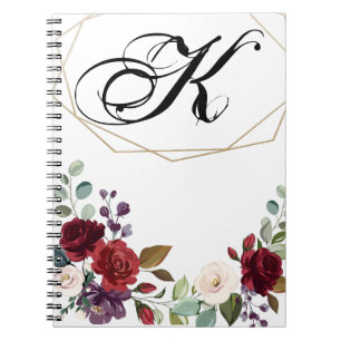 Personalised Note Book White Roses Gold Geom