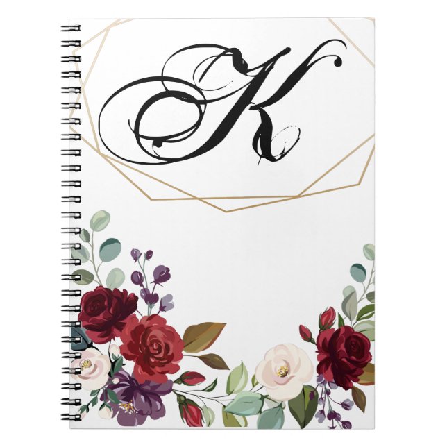 Personalised Note Book White Roses Gold Geom (Front)