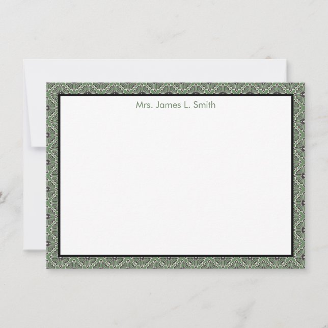 Personalised Note Card | Green &  Black Stationary (Front)