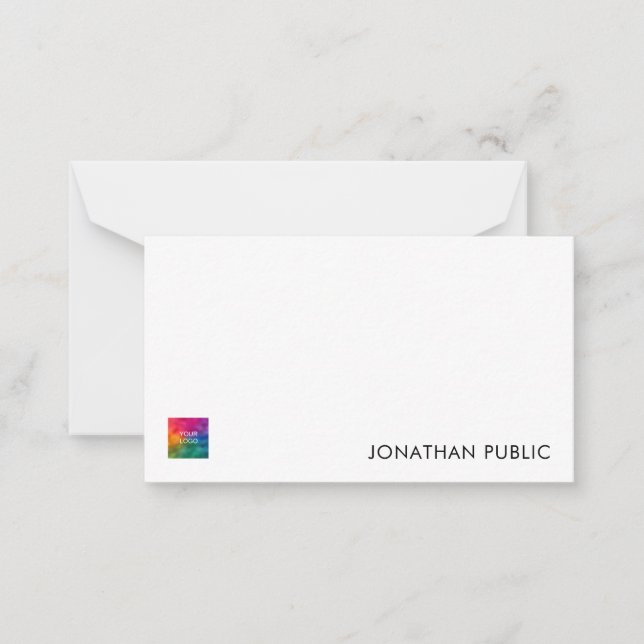 Personalised Note Cards Add Text Logo Here Simple (Front)