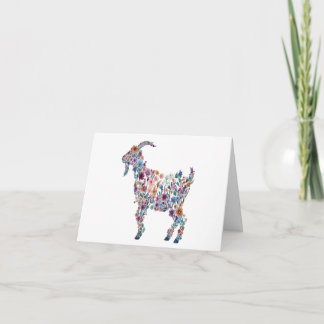 Personalised note cards pretty floral goat 