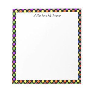 Personalised Note From, Colourful Polka Dots, Blac