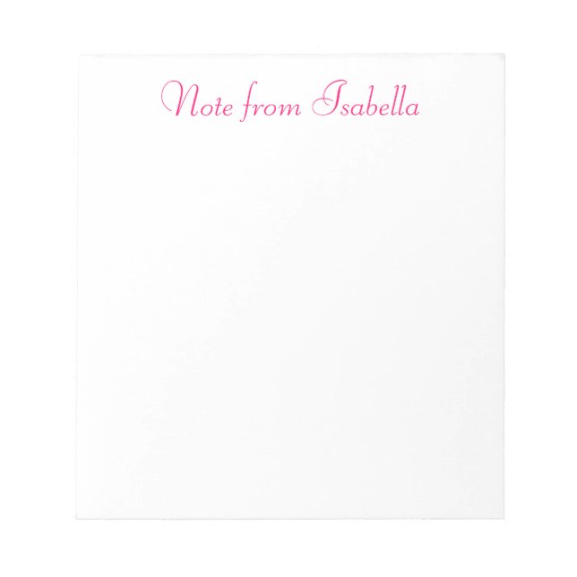 Personalised Note from Isabella Notepad (Front)