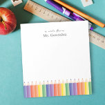 Personalised Note From Rainbow Teacher Notepad<br><div class="desc">If you are looking for a useful teacher gift, this Personalised Note From Rainbow Teacher Notepad is a cute addition to her teacher stationery. The colourful rainbow pencils give the perfect touch for her desk decor. You can personalise this rainbow notepad for teacher appreciation week or a Christmas gift, a...</div>